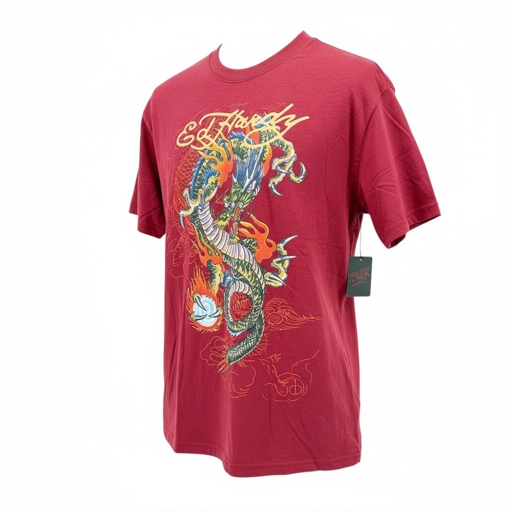 Ed Hardy Mens Wine Red Dragon Graphic Print T Shirt Size Medium Short Sleeve NEW - Picture 6 of 11